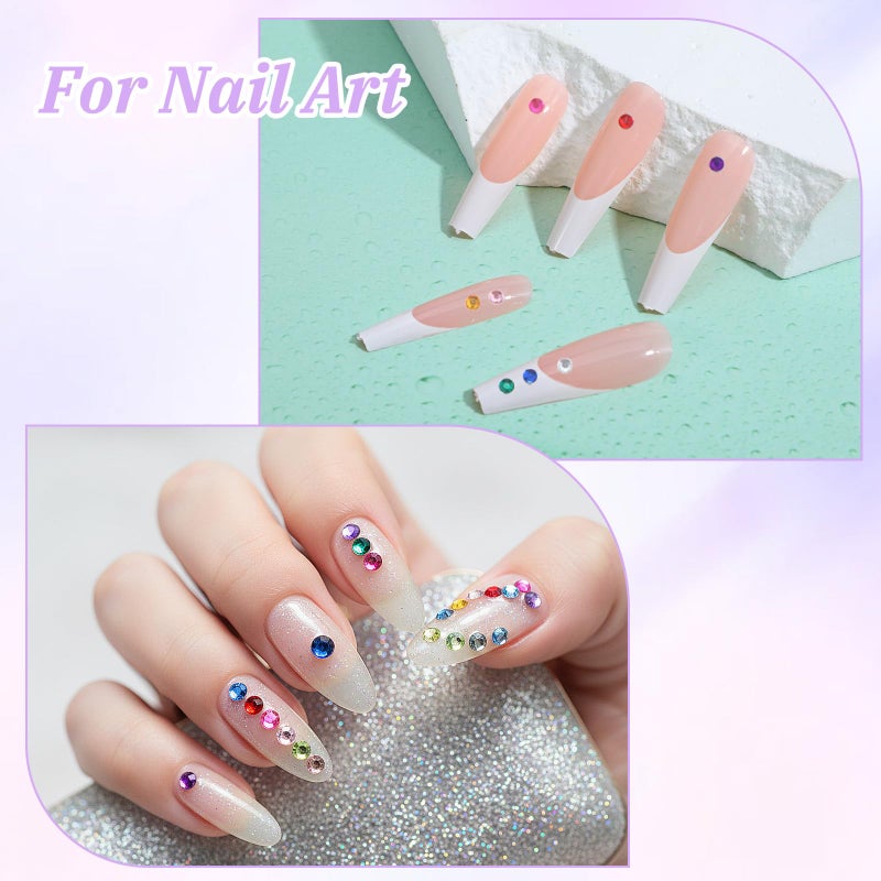 Nogeqi 3000PCS Nail Gems and Rhinestones, Multicolor 2mm Gemstones for Nails, Flat Back Rhinestone Nail Charms for Nailart Makeup Crafting (12 Colors) - Image 3
